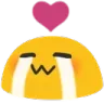 an emoji of a blob melting in bliss, with tears streaming down their face and a heart above them. well, i think melt is a metaphor