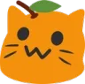 a silly combination of the blobcat emote with the tangerine emote. the blobcat is orange and has a tangerine stem at the top